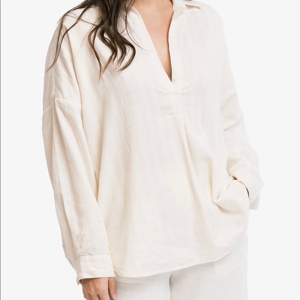 LAUDE the Label Oversized Tunic Ivory Khadi L XL